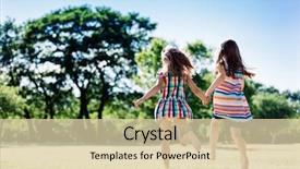  Presentation with girls running - Colorful presentation enhanced with two happy girls holding hands backdrop and a lemonade colored foreground