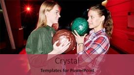  Presentation with tracks - Theme having two-happy-girls-in-casualwear background and a red colored foreground