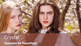  Presentation with cherry blossom - Slide deck enhanced with two-happy-girls-posing background and a tawny brown colored foreground