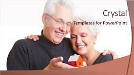  Presentation with multicultural senior citizen - PPT theme consisting of two happy senior citizens background and a sky blue colored foreground