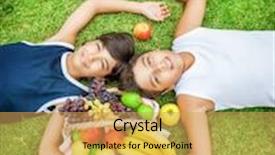  Presentation with summer camp - Colorful slides enhanced with children differences weight - two happy teen boys lying backdrop and a yellow colored foreground