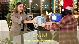  Presentation with german shepherd two young puppys - Cool new theme with two-happy-young-businesswomen-giving backdrop and a tawny brown colored foreground