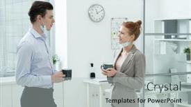  Presentation with masks - Audience pleasing PPT theme consisting of two-happy-young-elegant-office backdrop and a light gray colored foreground