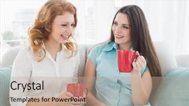  Presentation with living room - Slide deck featuring photo of a tropical beach background and a sky blue colored foreground