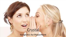  Presentation with two people talking - Colorful PPT layouts enhanced with two happy young girlfriends talking backdrop and a lemonade colored foreground