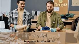  Presentation with intercultural - Presentation design having two-happy-young-intercultural-male background and a coral colored foreground