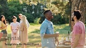  Presentation with intercultural - Cool new theme with two-happy-young-intercultural-men backdrop and a coral colored foreground
