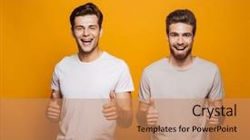  Presentation with two men climbing - Presentation theme consisting of two happy young men best background and a  colored foreground