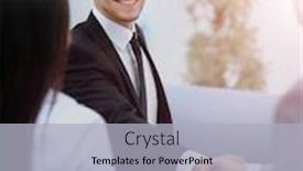  Presentation with shaking hands - Beautiful PPT theme featuring two-happy-young-men-shaking backdrop and a light gray colored foreground