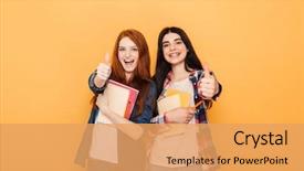  Presentation with teenage - PPT layouts featuring two happy young school background and a yellow colored foreground