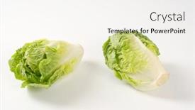  Presentation with heads - Audience pleasing presentation theme consisting of two heads of little gem lettuce on white background backdrop and a sky blue colored foreground