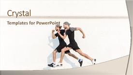  Presentation with healthy - Cool new presentation theme with two healthy fit twin brother backdrop and a cream colored foreground