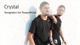  Presentation with two small brothers - Presentation theme having two healthy fit twin brothers background and a cream colored foreground
