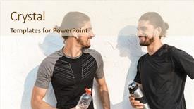  Presentation with two small brothers - Audience pleasing PPT theme consisting of two healthy fit twin brothers backdrop and a cream colored foreground