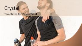  Presentation with drinking water - Theme consisting of two healthy fit twin brothers background and a lemonade colored foreground