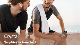  Presentation with drinking water - Slides with two healthy fit twin brothers background and a coral colored foreground