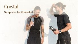  Presentation with two small brothers - PPT theme having two healthy fit twin brothers background and a cream colored foreground