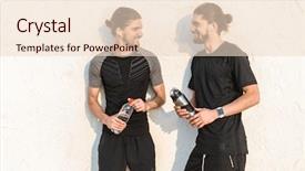  Presentation with drinking water - Audience pleasing slides consisting of two healthy fit twin brothers backdrop and a lemonade colored foreground