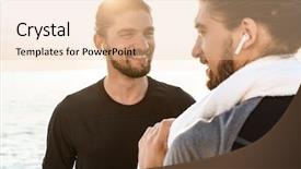  Presentation with healthy - Beautiful slides featuring two healthy fit twin brothers backdrop and a lemonade colored foreground