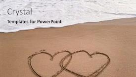  Presentation with sand heart - Amazing presentation theme having two-heart-is-drawn backdrop and a light gray colored foreground