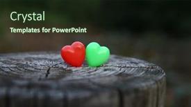  Presentation with love romance - Presentation design enhanced with two-heart-on-a-wooden background and a  colored foreground