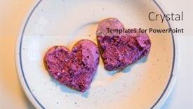  Presentation with white plate - Theme having two-heart-shaped-cookies-spread background and a lemonade colored foreground