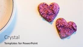  Presentation with white plate - Audience pleasing slides consisting of two-heart-shaped-cookies-spread backdrop and a white colored foreground