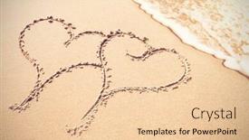  Presentation with sand heart - Cool new presentation theme with inscribed - two heart shapes inscribe backdrop and a lemonade colored foreground