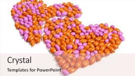  Presentation with shapes - Beautiful presentation theme featuring two heart shapes made from dragee candies isolated on white background backdrop and a lemonade colored foreground