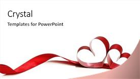  Presentation with human heart blue and red - Amazing PPT theme having two hearts - heart shaped red ribbon isolated backdrop and a white colored foreground