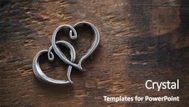  Presentation with hearts - Presentation theme with two hearts connected on wooden background and a tawny brown colored foreground