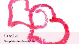  Presentation with lipstick - Audience pleasing PPT layouts consisting of two hearts drawn with lipstick backdrop and a coral colored foreground
