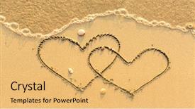  Presentation with honeymoon - PPT theme featuring drawn on the sand beach background and a yellow colored foreground