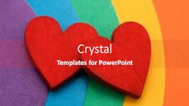  Presentation with hearts - Theme having two-hearts-on-a-colorful background and a crimson colored foreground