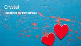  Presentation with greeting card - Colorful slide deck enhanced with two hearts on a wooden backdrop and a teal colored foreground