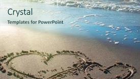  Presentation with hearts - Amazing presentation theme having two hearts on the beach backdrop and a light blue colored foreground