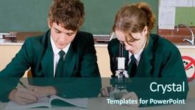  Presentation with high school students - Cool new presentation theme with two high school students using backdrop and a  colored foreground