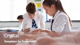  Presentation with at risk high school students - Colorful slide deck enhanced with two high school students wearing backdrop and a coral colored foreground