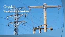  Presentation with electricity - Presentation design having two-high-voltage-lines background and a  colored foreground