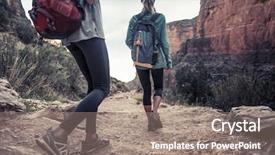  Presentation with grand canyon - Audience pleasing presentation consisting of two hikers on the walkway backdrop and a gray colored foreground