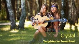  Presentation with hippie - Presentation having two hippie girls with guitar background and a tawny brown colored foreground