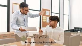  Presentation with office workers - Theme enhanced with two-hispanic-men-business-workers background and a coral colored foreground