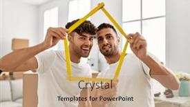  Presentation with two men climbing - Theme enhanced with two-hispanic-men-couple-smiling background and a  colored foreground