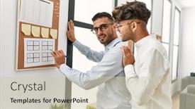  Presentation with writing - Presentation theme consisting of two-hispanic-men-couple-writing background and a soft green colored foreground