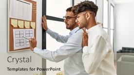  Presentation with writing - Theme enhanced with two-hispanic-men-couple-writing background and a soft green colored foreground