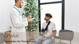  Presentation with waiting room - Slides with two-hispanic-men-doctor background and a coral colored foreground