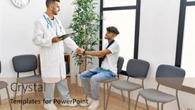  Presentation with waiting room - PPT theme consisting of two-hispanic-men-doctor background and a  colored foreground