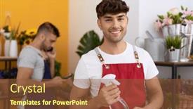  Presentation with sprayer - Presentation featuring two-hispanic-men-florists-holding background and a tawny brown colored foreground