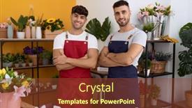  Presentation with hispanic - Slides with two-hispanic-men-florists-smiling background and a tawny brown colored foreground