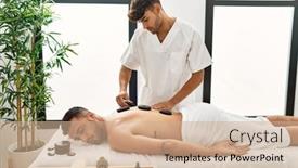  Presentation with physiotherapist - PPT theme featuring two-hispanic-men-physiotherapist background and a coral colored foreground